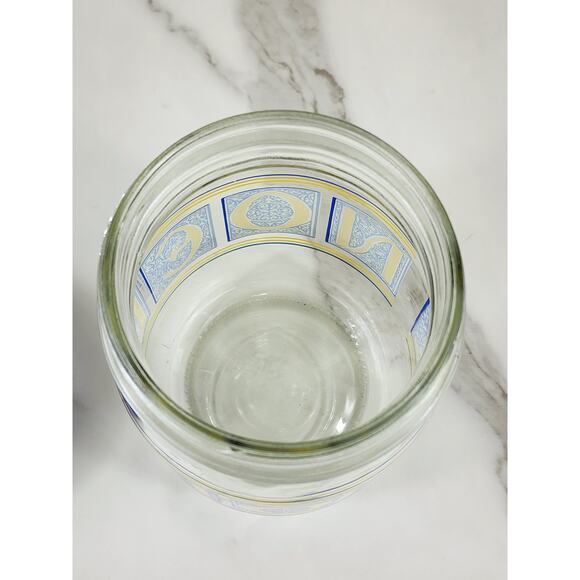 Noel Glass Canister Jar Cookie w/ Blue Lid 7" x 4 1/2" Container Storage - Picture 12 of 16